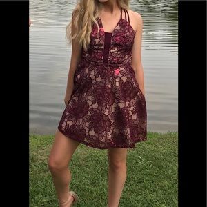 Maroon Floral Sequin Dress Sz 5/6